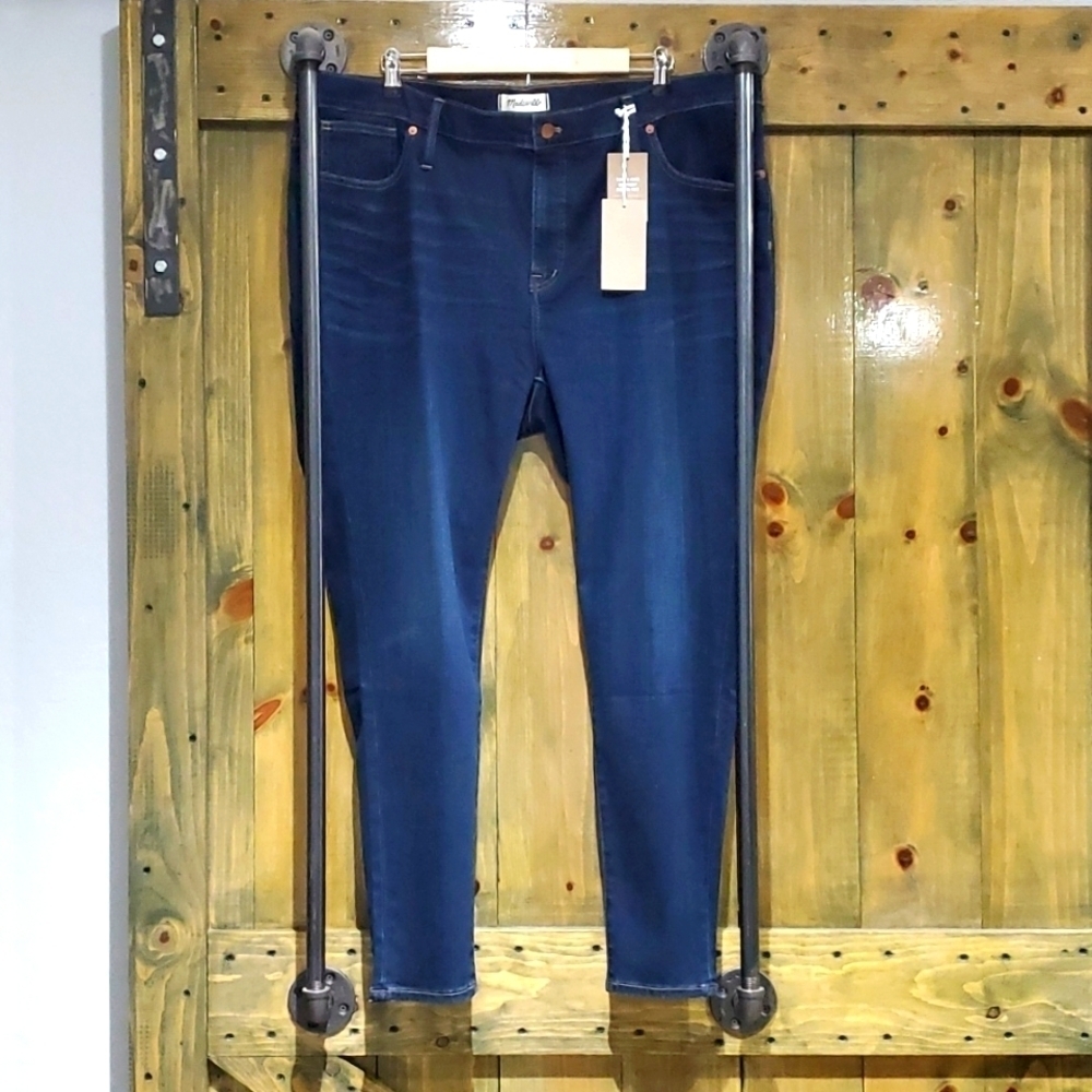 DENIM NEW MADEWELL BLUE HIGH RISE SKINNY JEANS STRETCH PLUS SIZE 20 WAIST 36